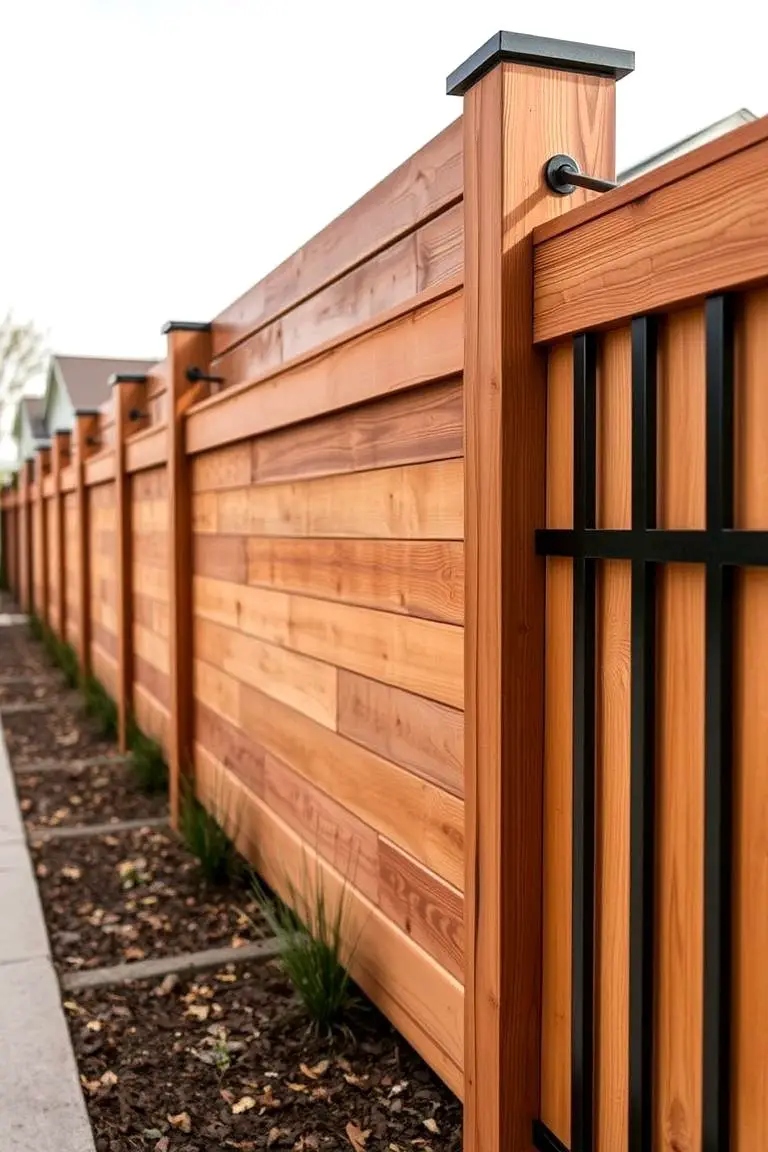Cedar Fence with Iron Accents