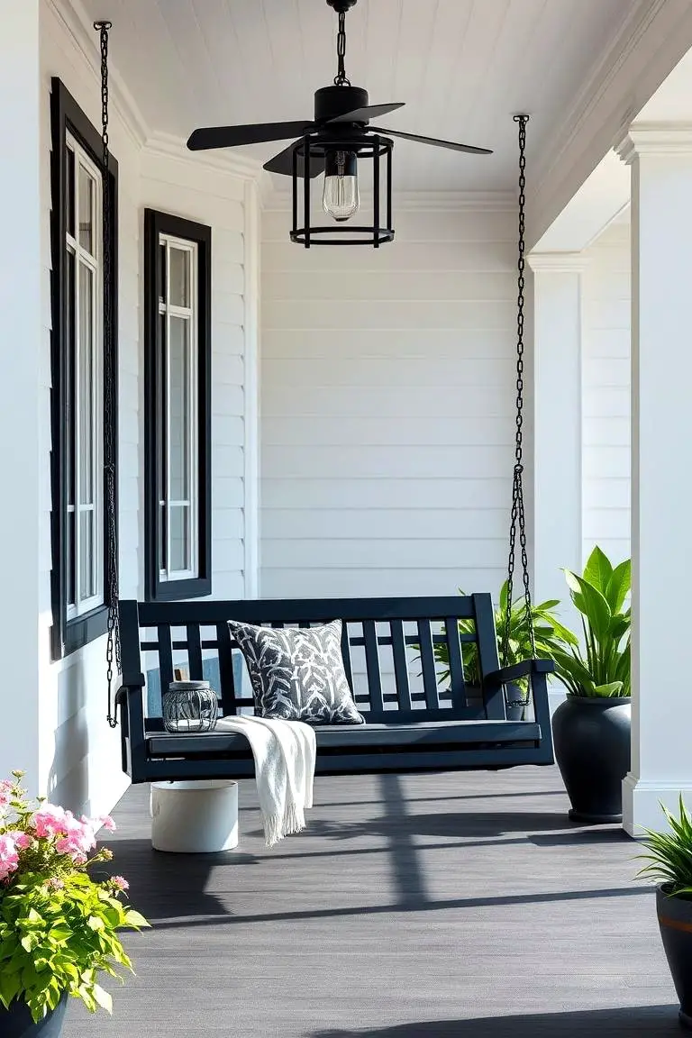 Chic Black Porch Swing