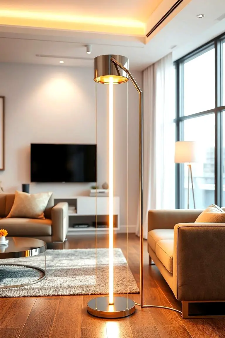 Sleek Metallic Floor Lamp