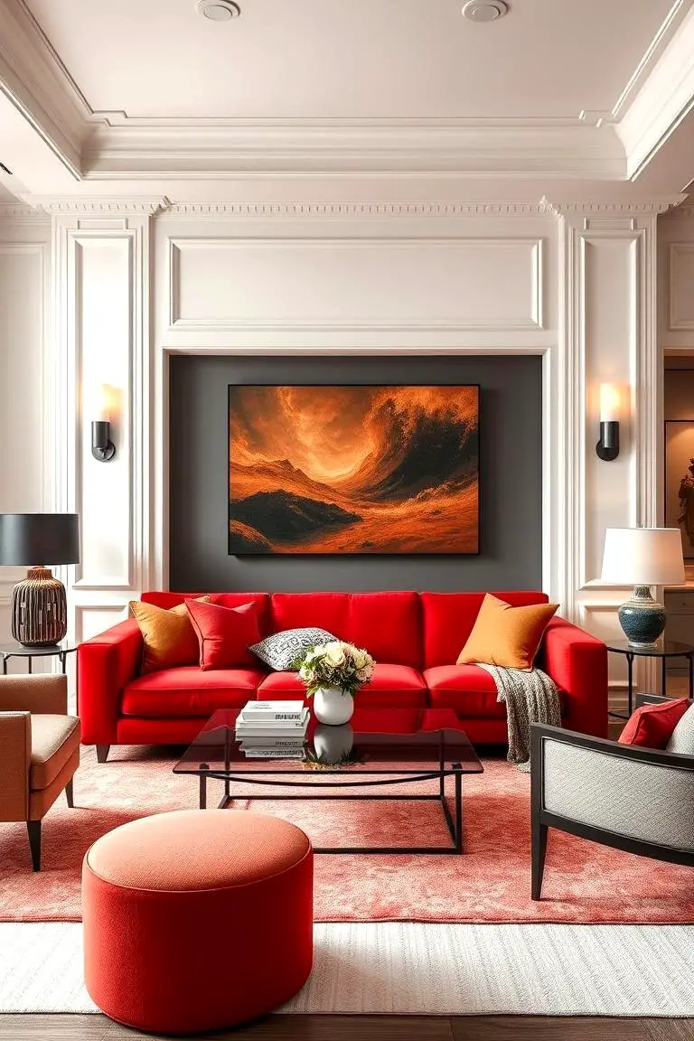 Red Sofa as the Focal Point