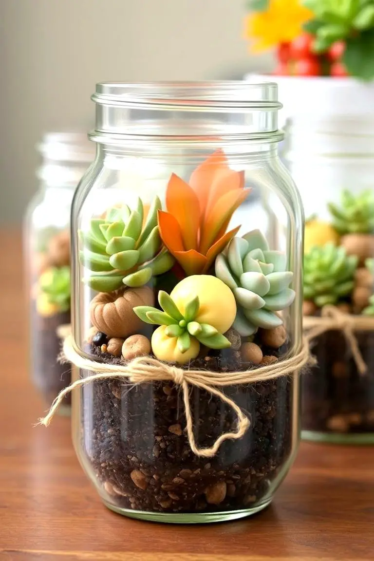 Mason Jar Succulent Display