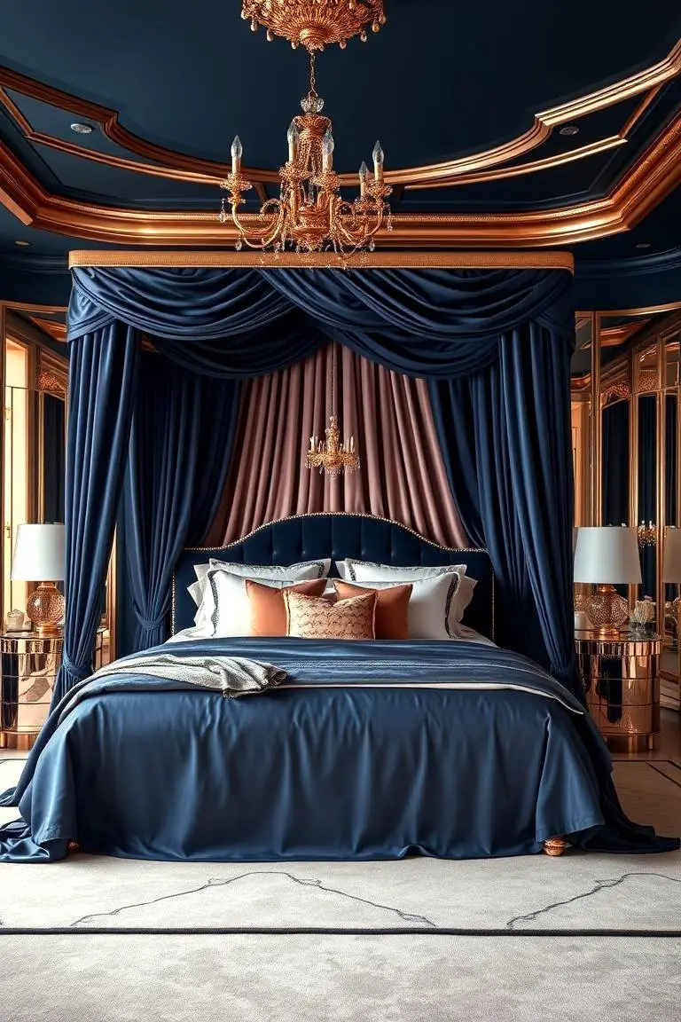 Luxurious Navy Blue with Rose Gold