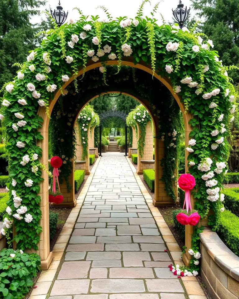 Stone Walkway with Archway Entrances