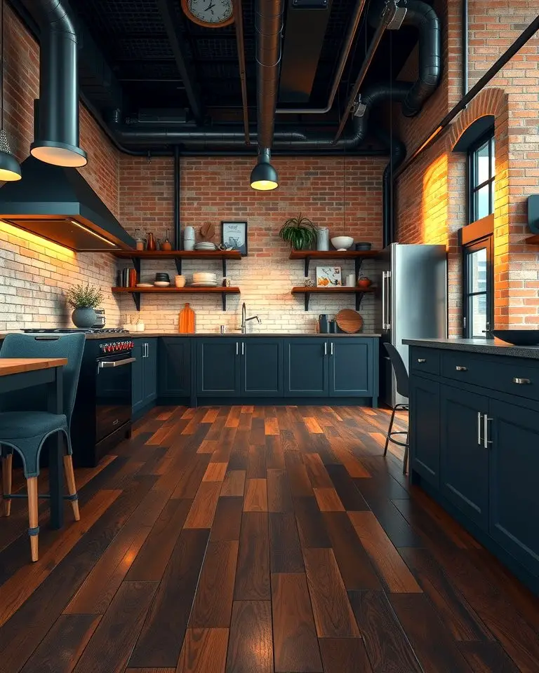 Industrial Style with Dark Wood Floors