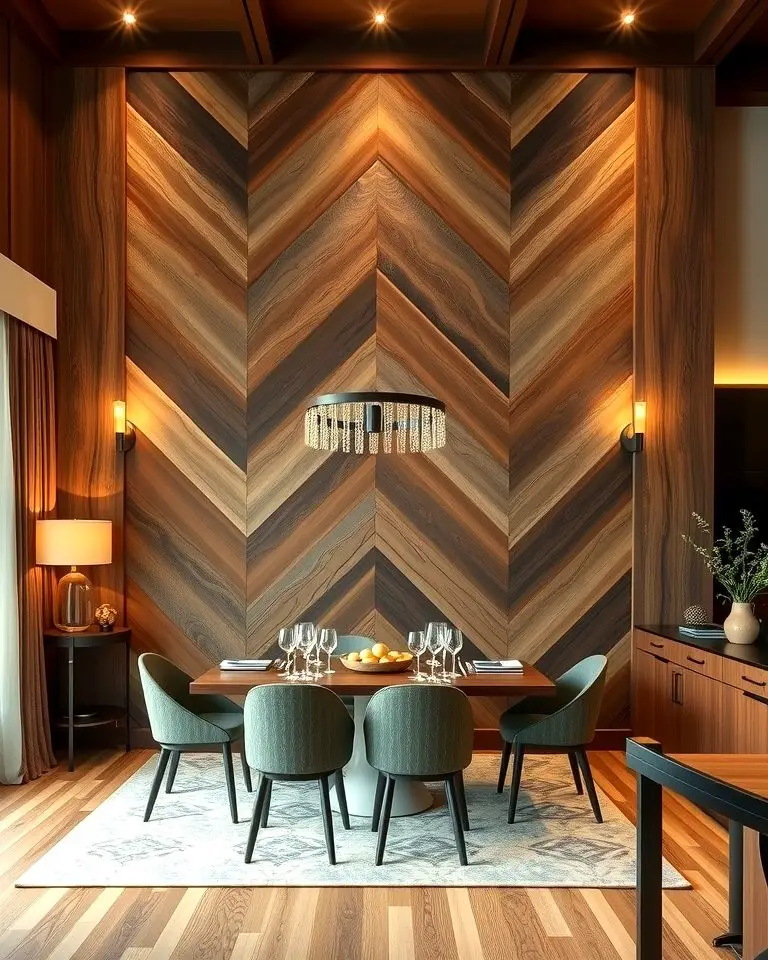Chevron-Patterned Wood Wall