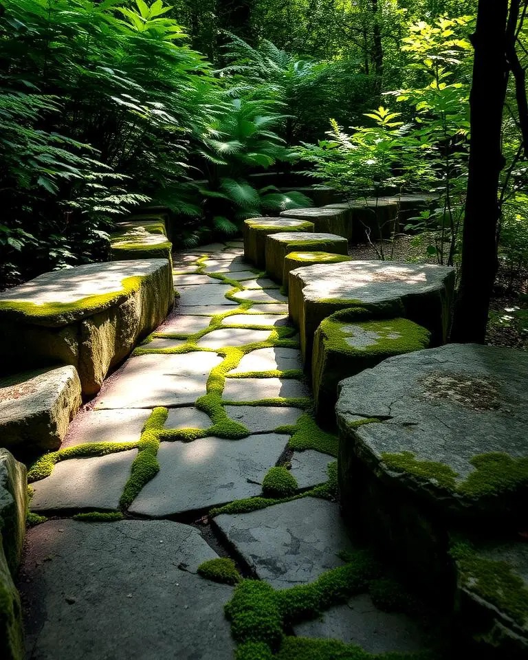 Flagstone Path with Moss Accents