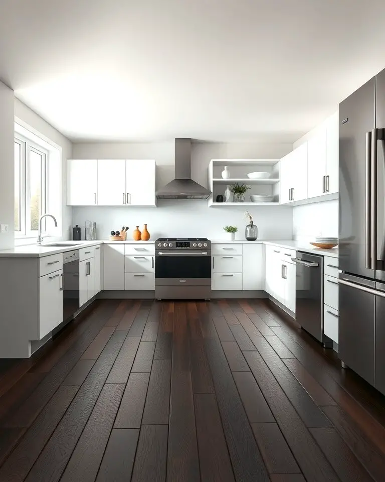 Modern Minimalism with Dark Wood Floors