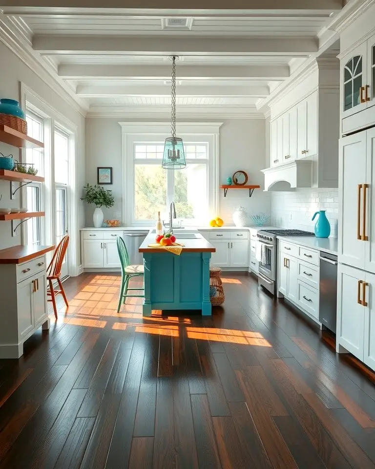 Coastal Vibes with Dark Wood Floors