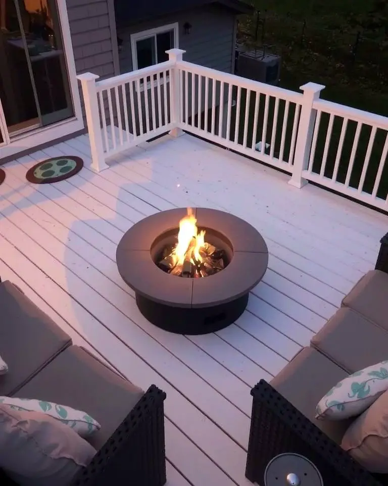White Deck with Fire Pit