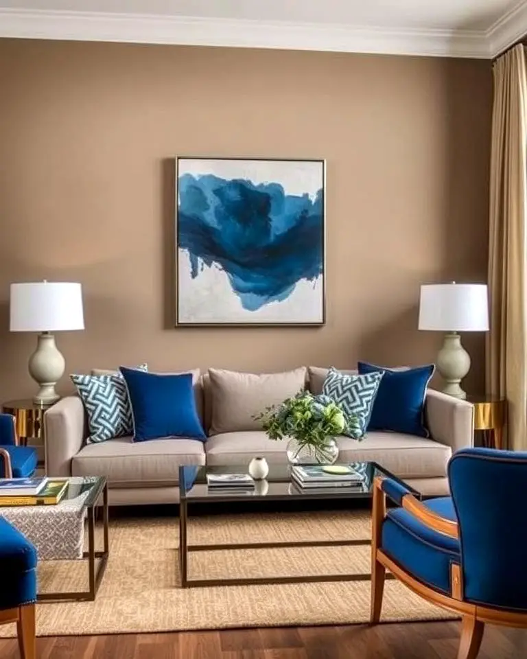 Taupe and Deep Blue Contrast