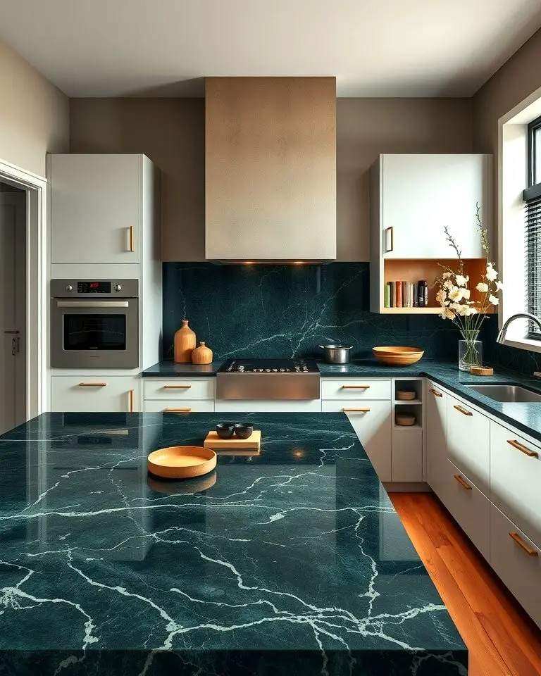 Dark Green Marble with Veins for Elegance