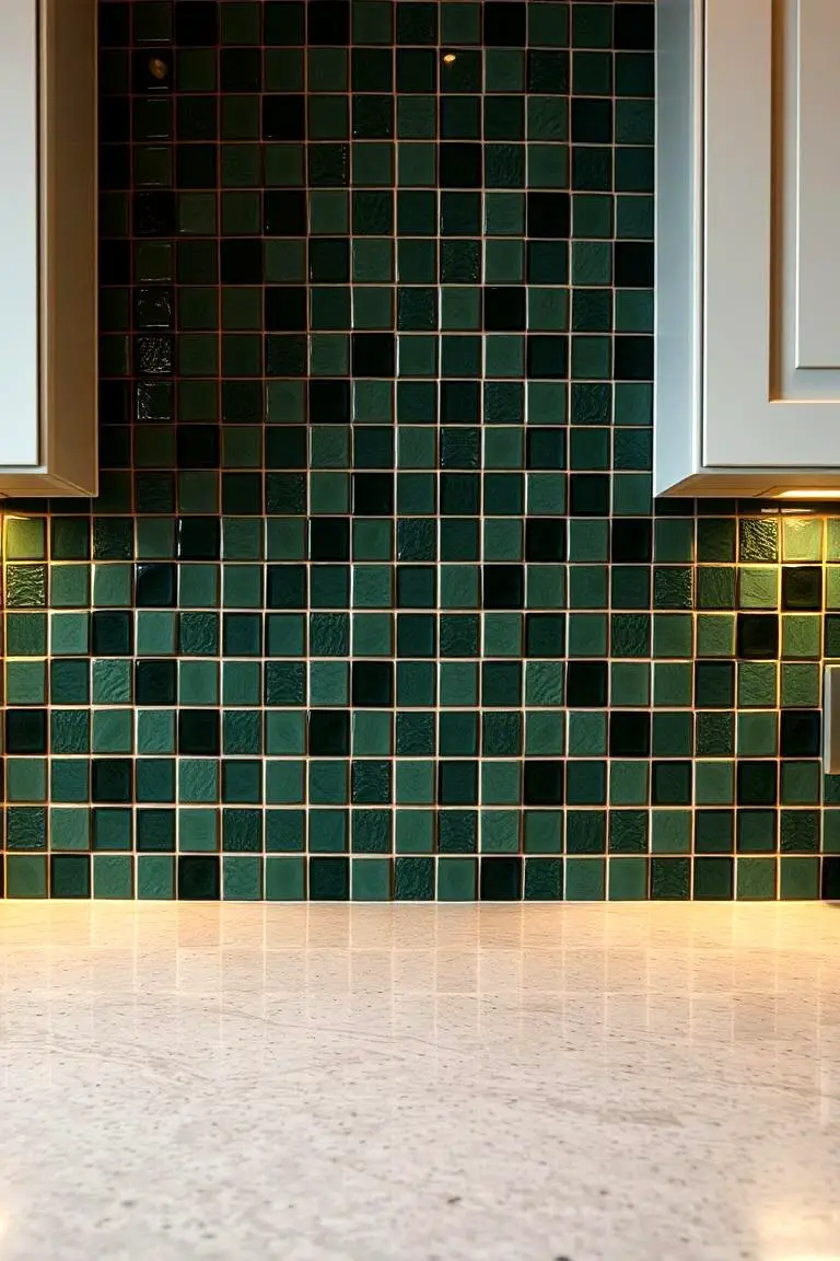 Mosaic of Dark Green Tiles