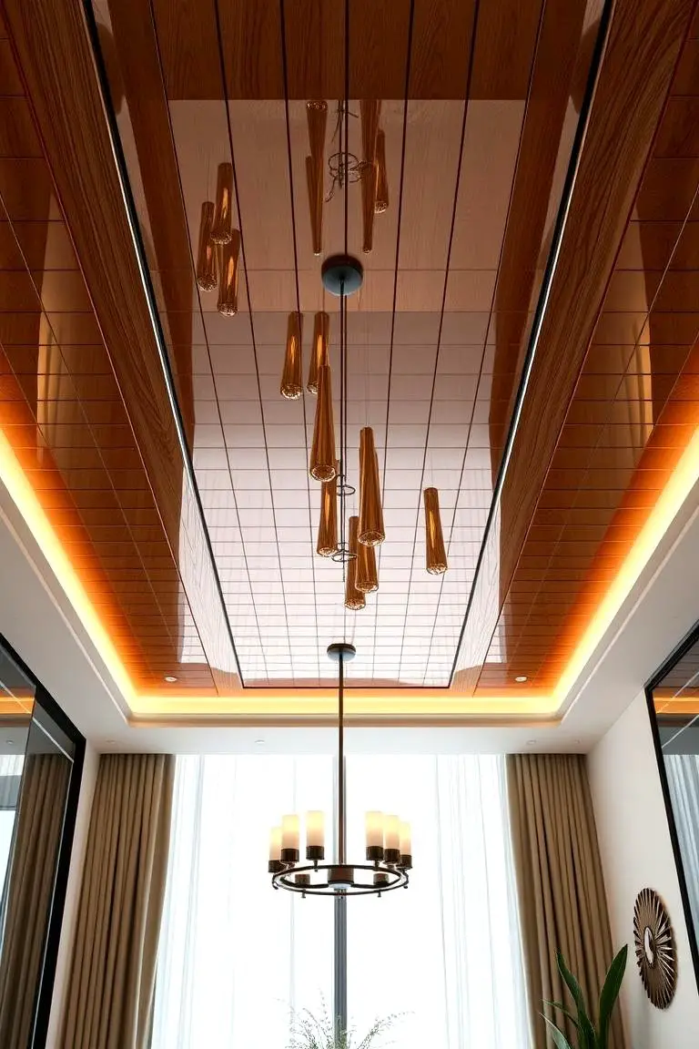 High-Gloss Wood Slat Ceiling