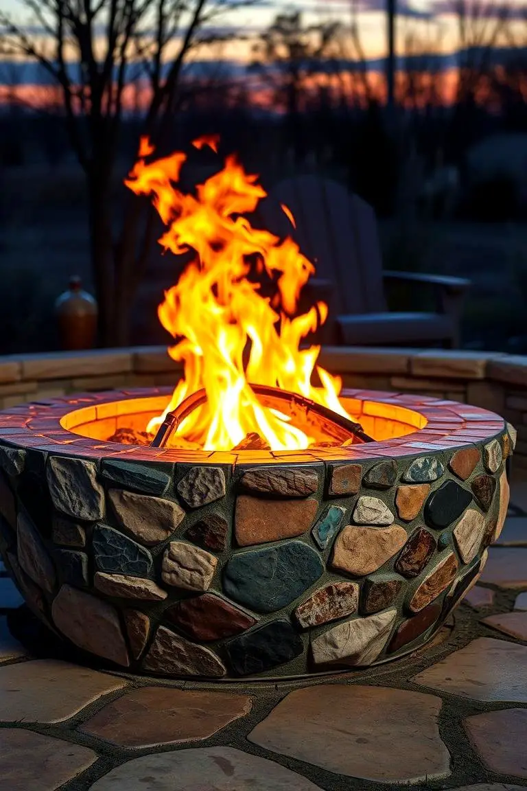 Natural Stone Mosaic Fire Pit