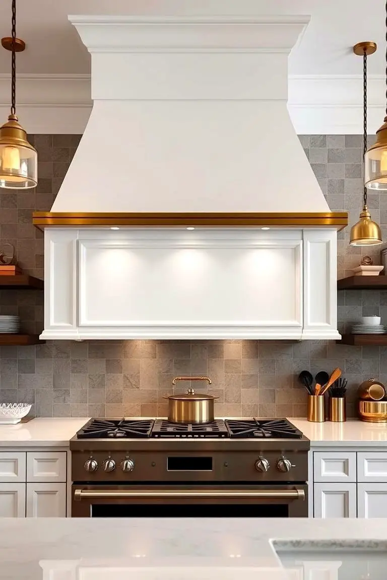 Bold Range Hood with Subtle Gold Trim