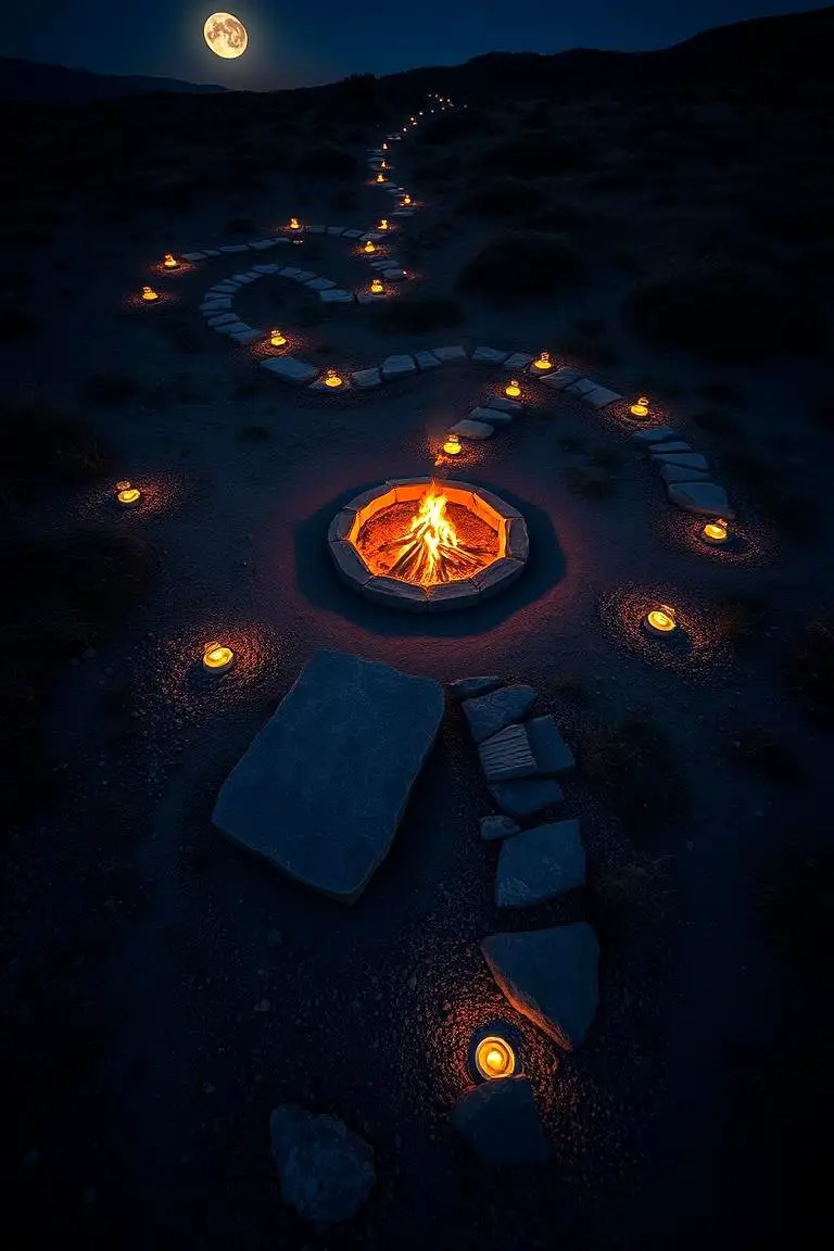 Winding Stone Fire Pit Pathway