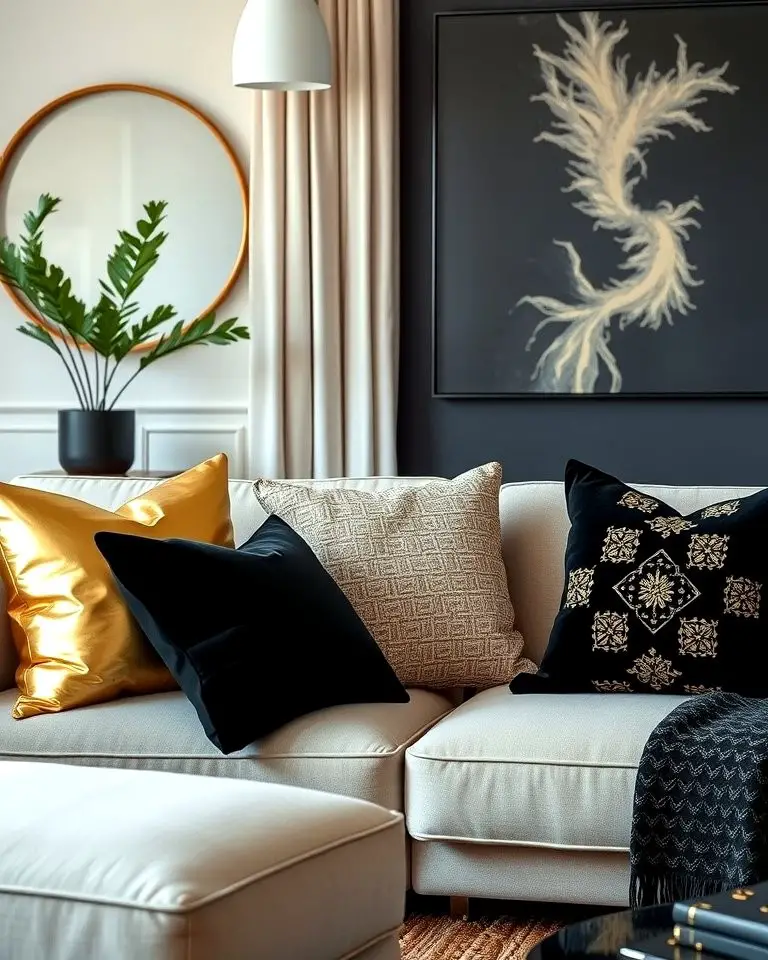 Black and Gold Throw Pillows