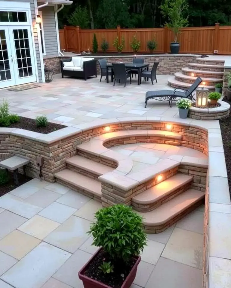 Elevated Sunken Patio with Steps