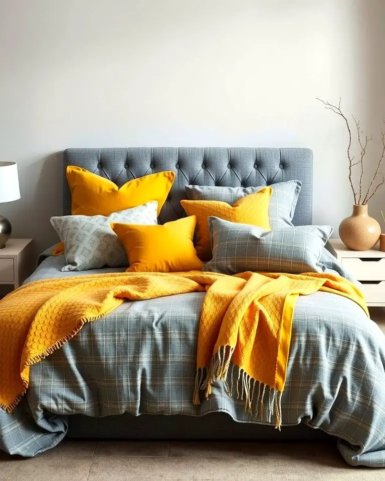 Grey and Yellow Bedding Layers
