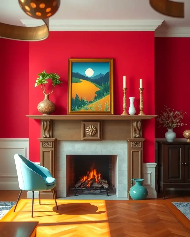 Statement Mantel with Bold Artwork