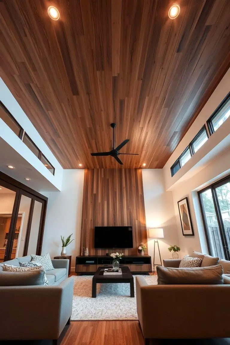 Pop Ceiling with Wooden Panels