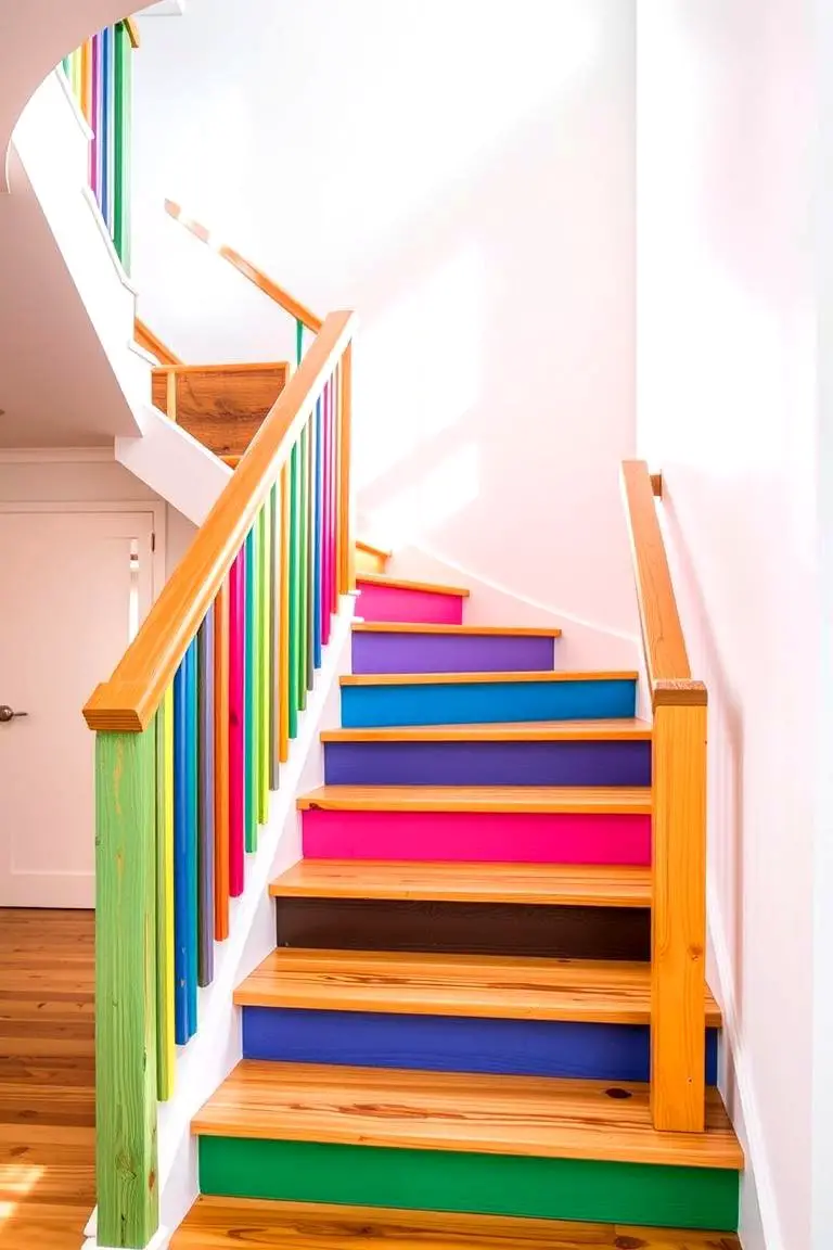 Vibrantly Colored Wood Railing