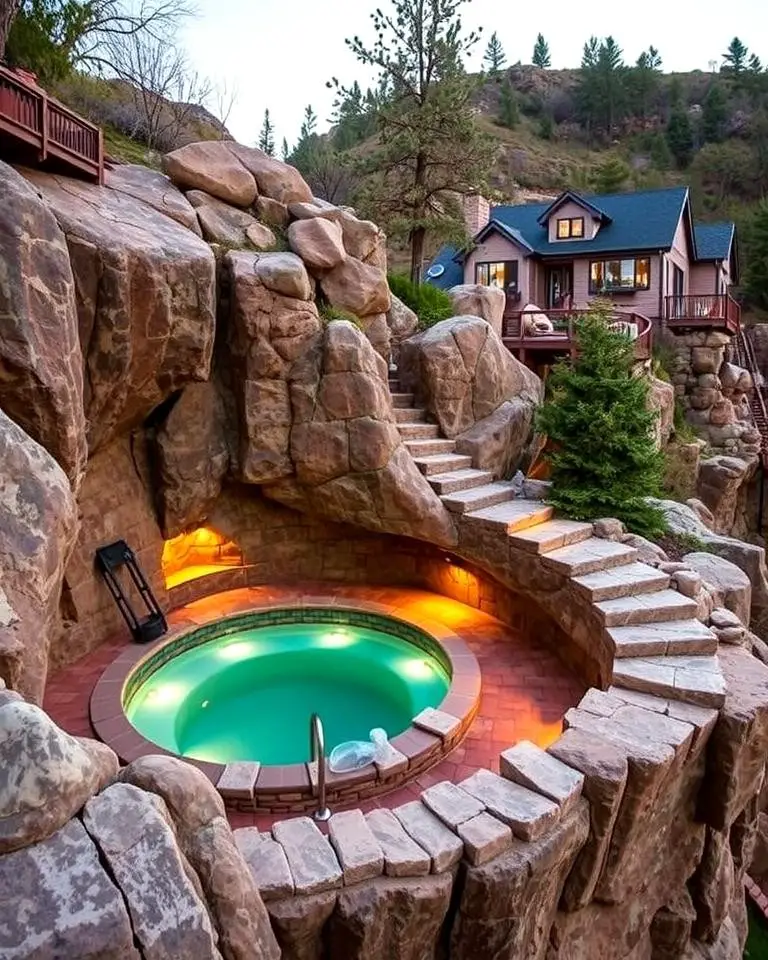 Rocky Cliff Sunken Hot Tub