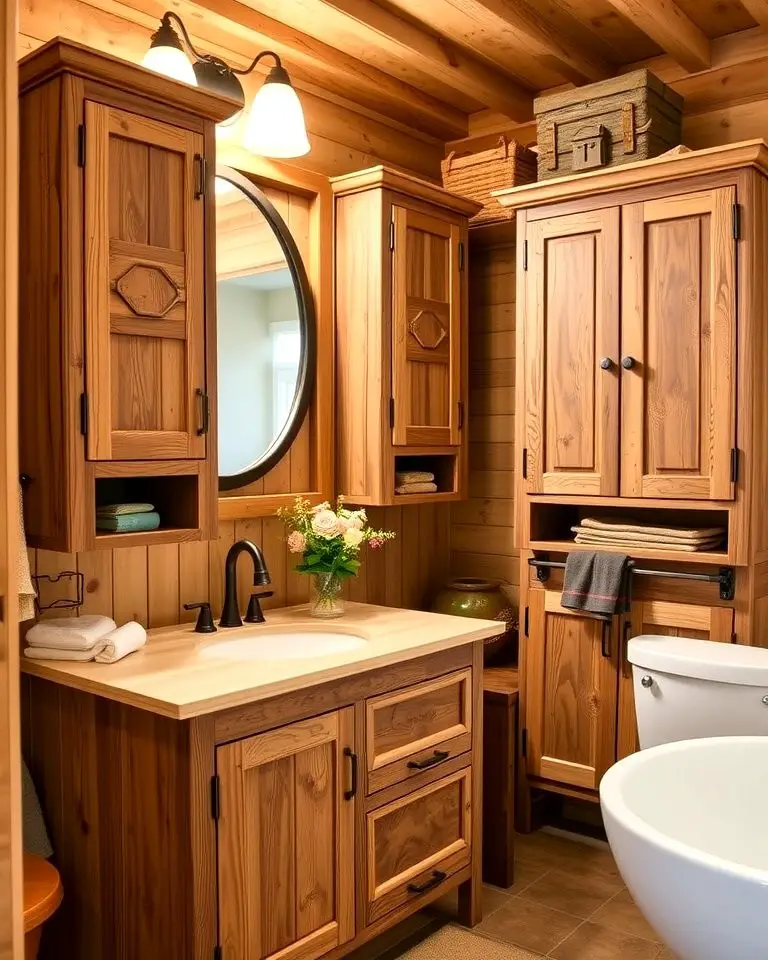 Rustic Wooden Cabinets for Natural Warmth
