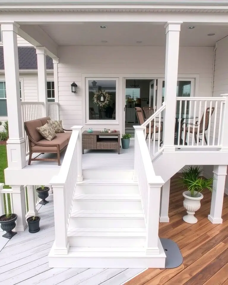 White Deck with Multi-Level Design