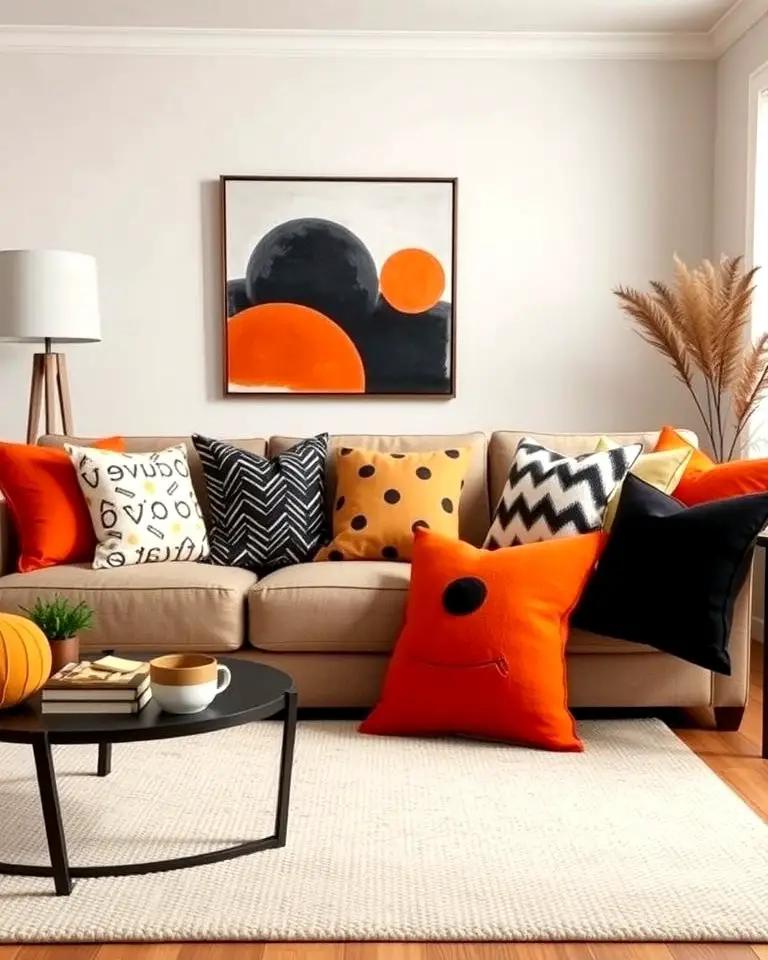 Orange and Black Throw Pillows