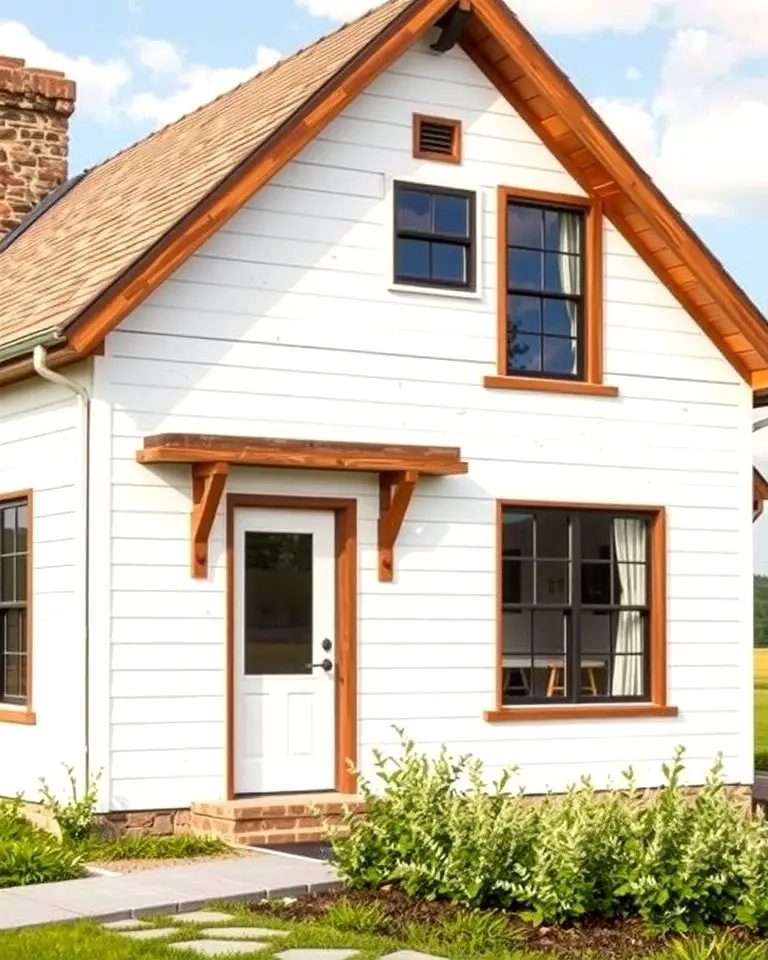 Rustic Wooden Accents with Black Windows