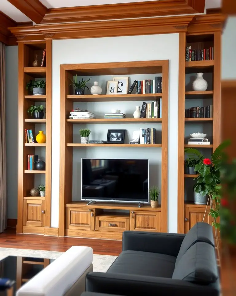 Accent Wall with Built-In Shelves
