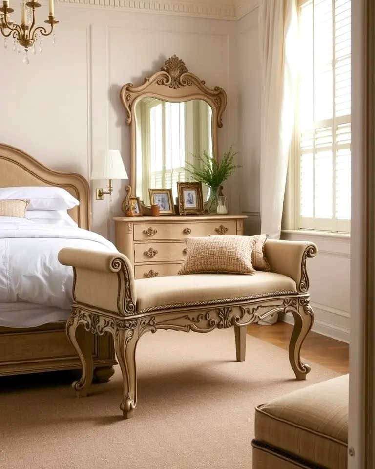 Vintage Bench with Ornate Details for Timeless Charm