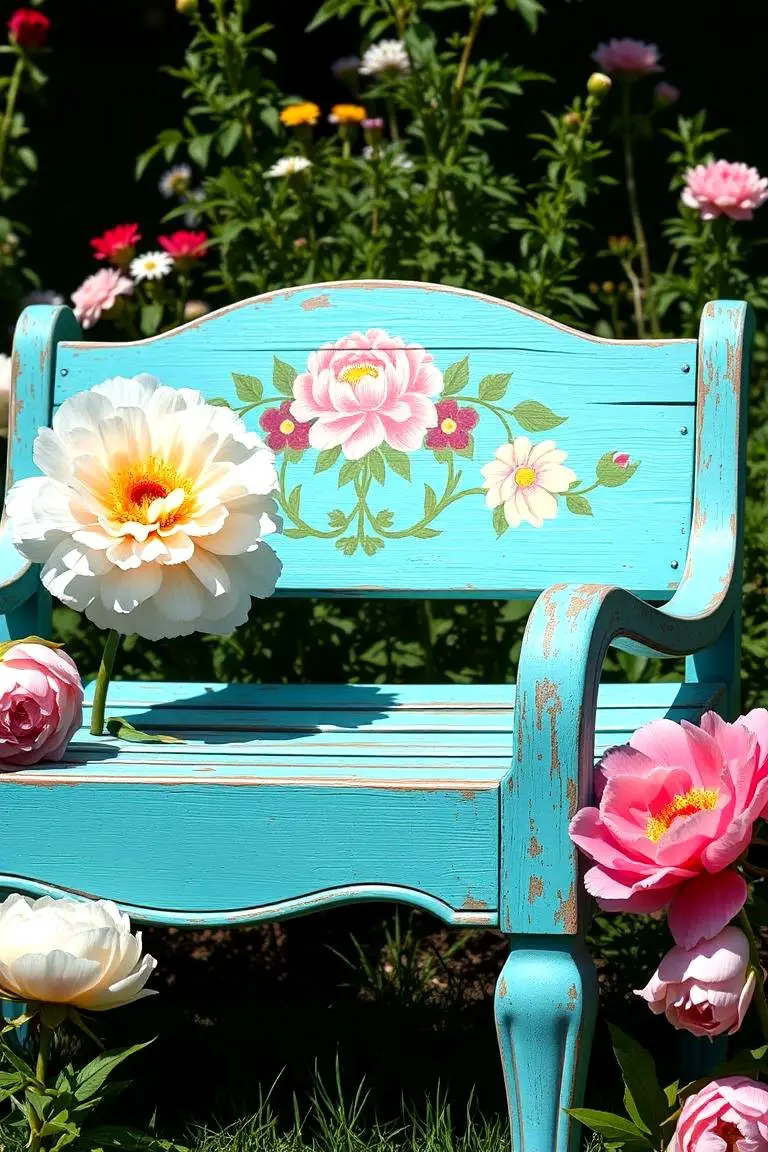 Painted Vintage Garden Bench