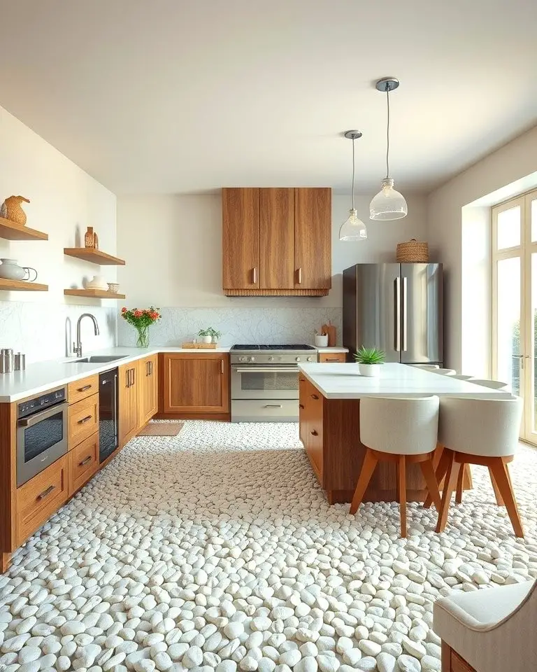 White Pebble Stone Flooring