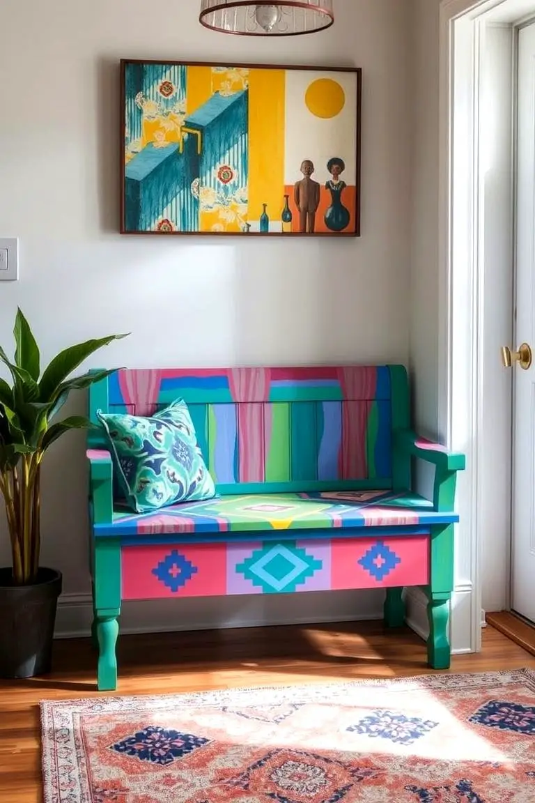 Custom Painted Entry Bench