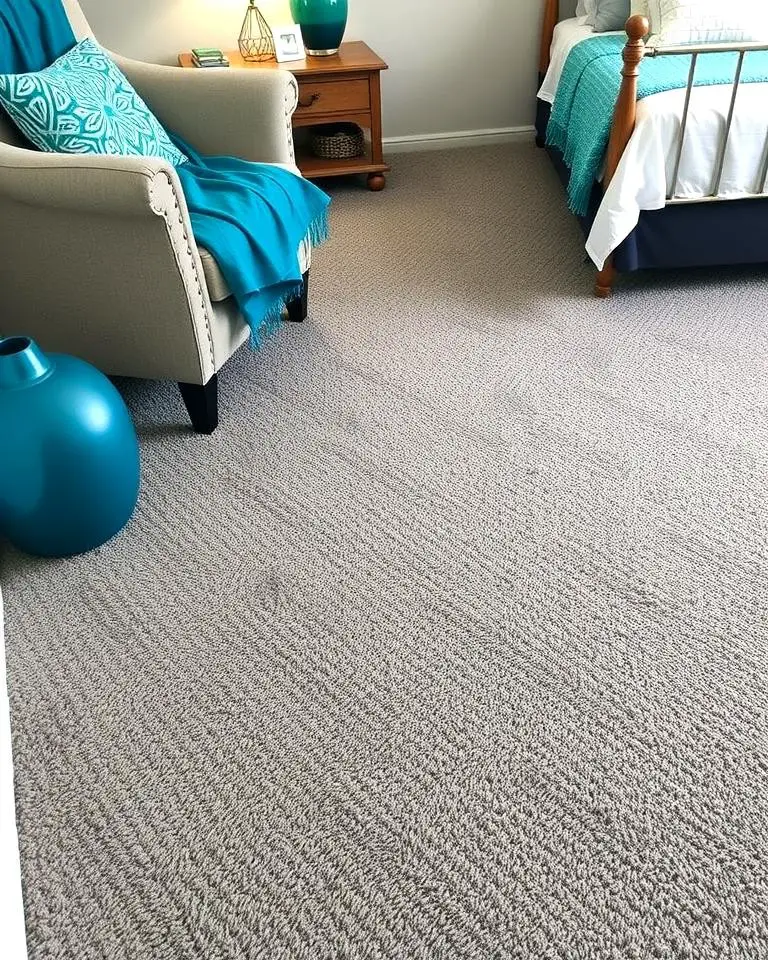 Grey Carpet with Teal Accents