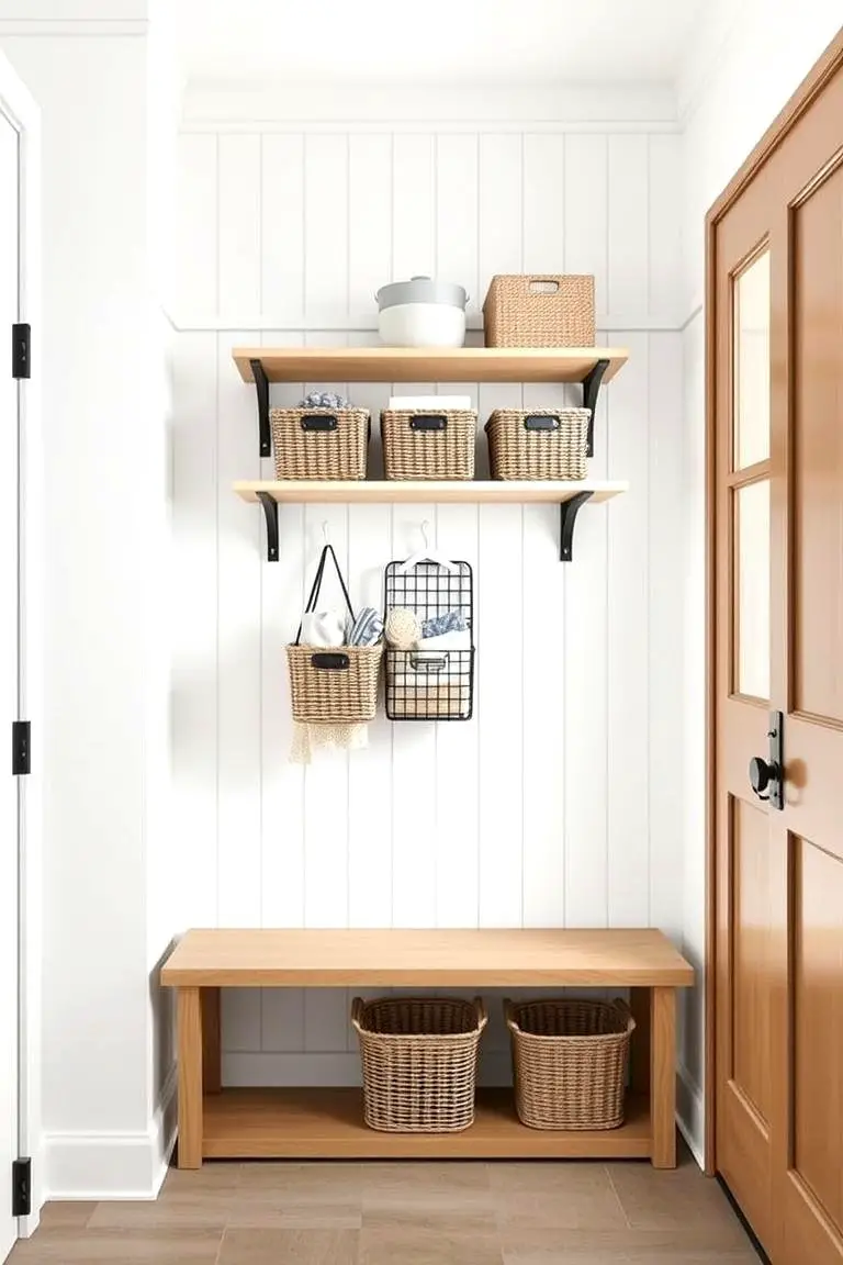Wall-Mounted Shelf and Basket Combo