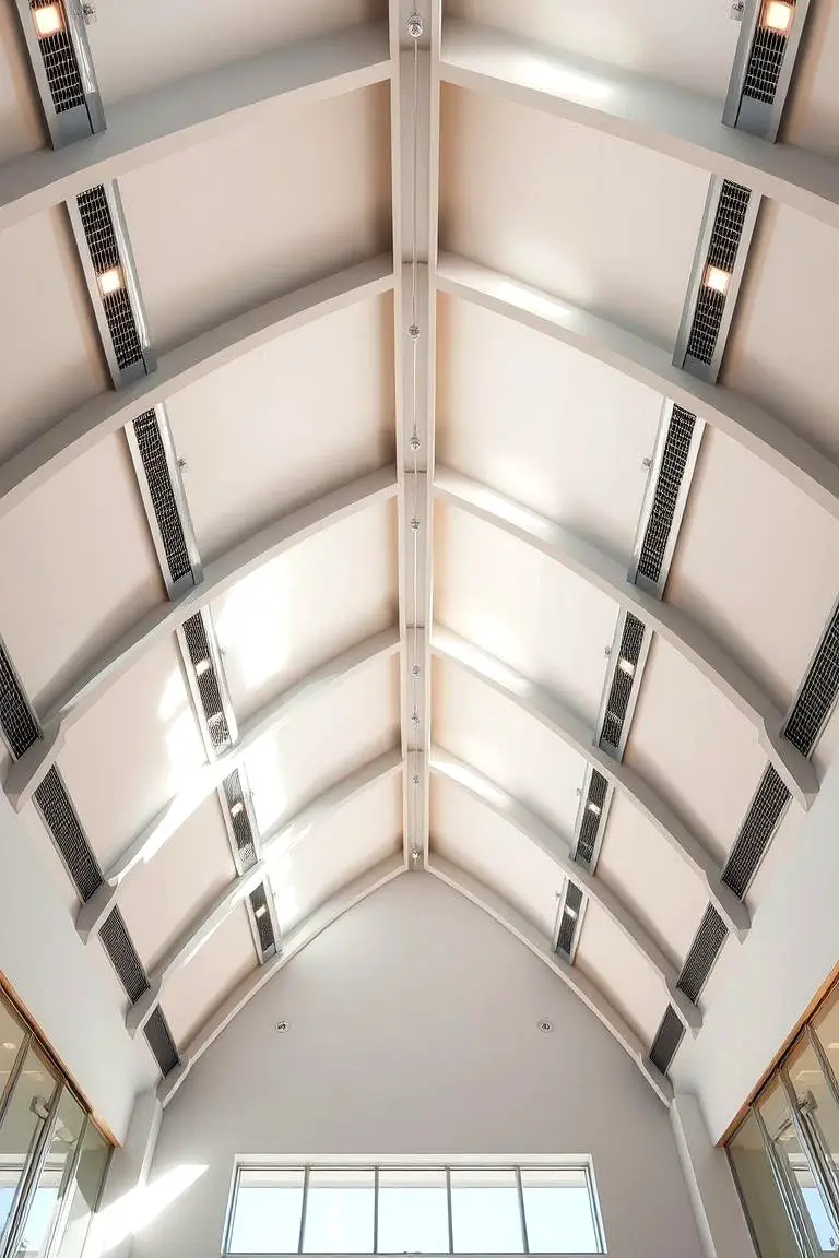 Sleek Metal Accents Cathedral Ceiling