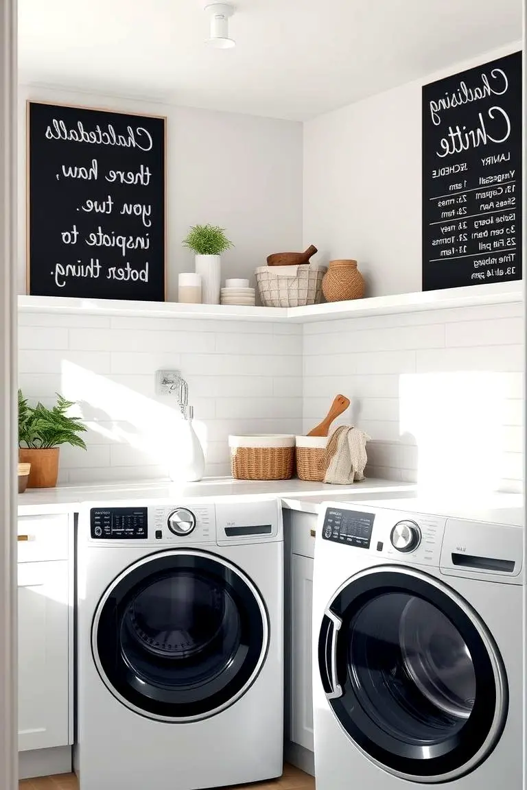 Magnetic Chalkboard Shelves for Laundry Notes