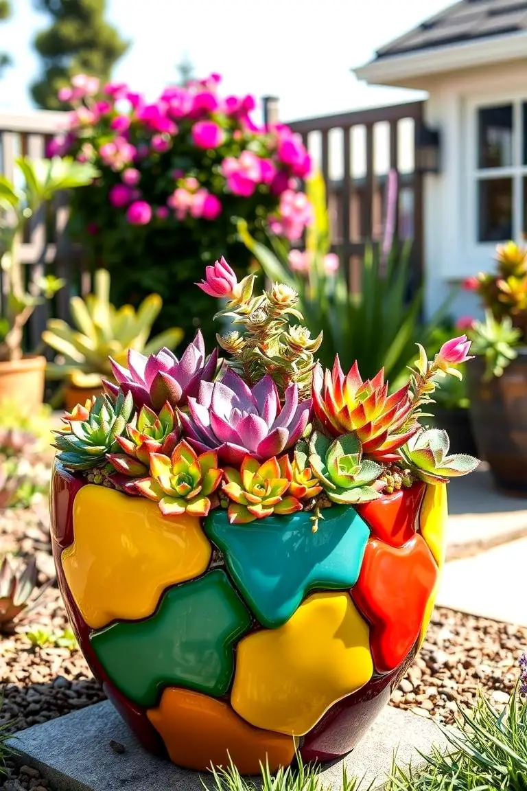Colorful Resin Succulent Display
