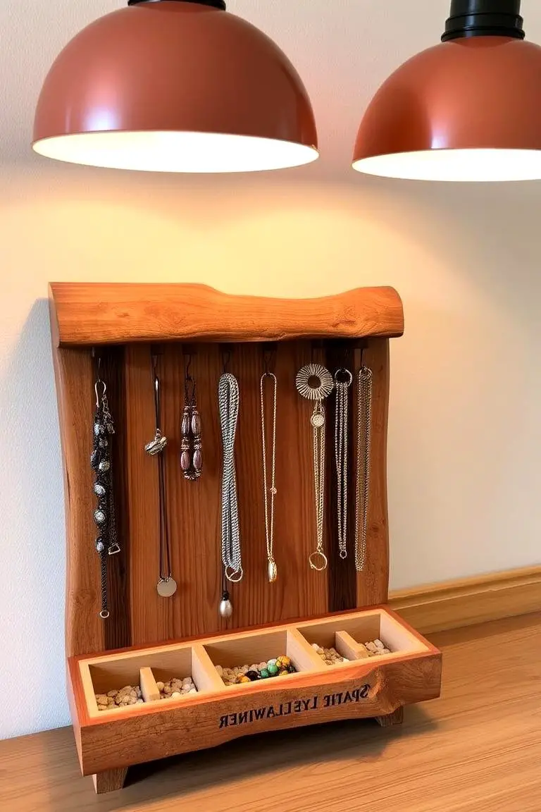Rustic Wooden Jewelry Holder