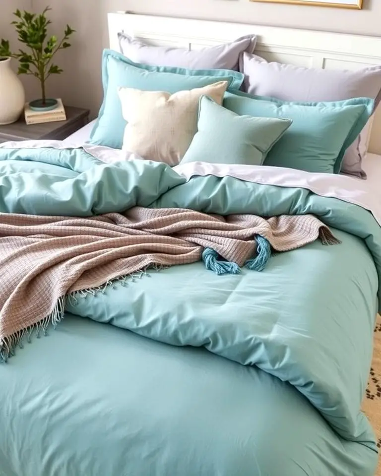 Teal Comforter with Grey Sheets