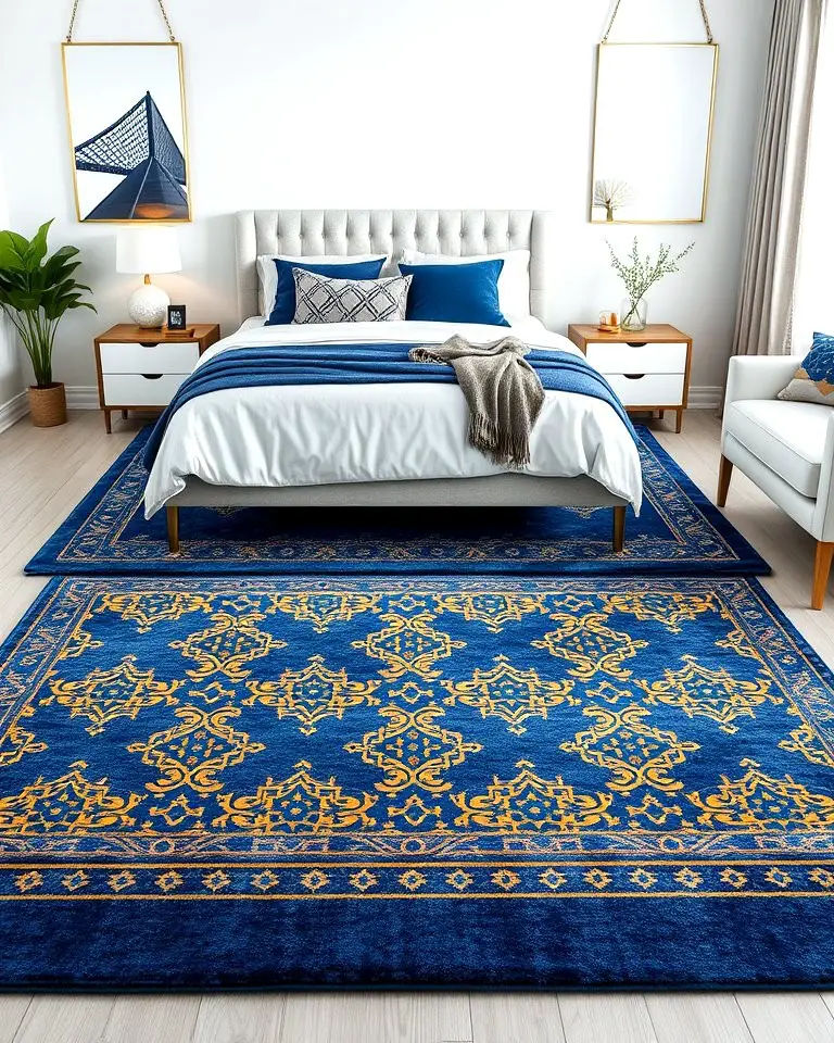 Blue and Gold Geometric Rugs