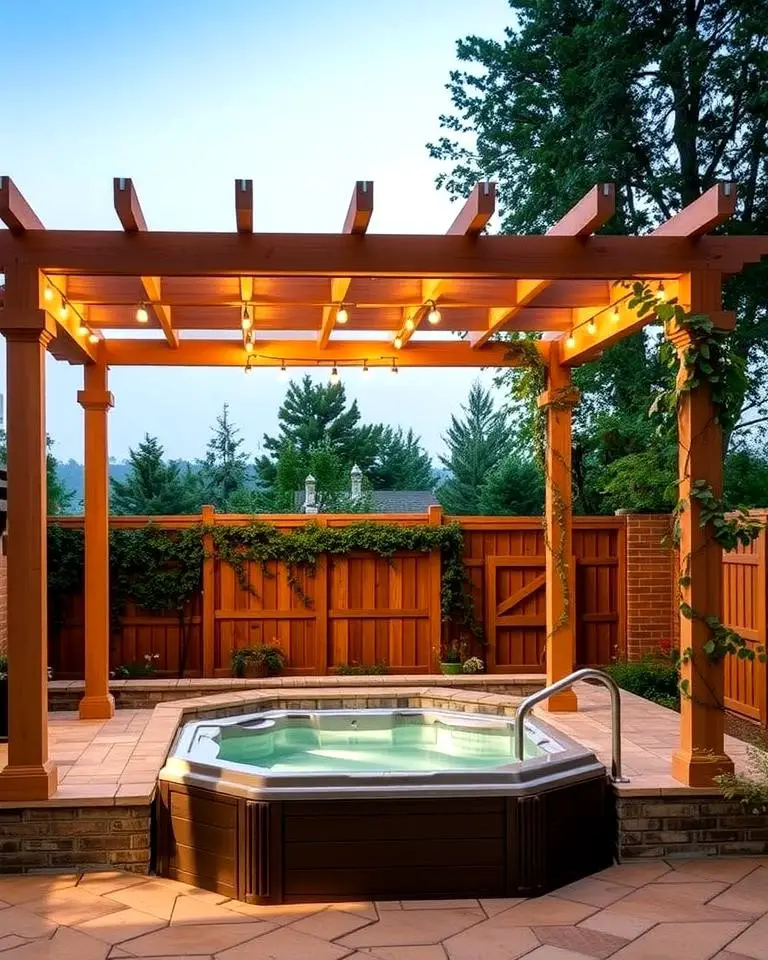 Pergola-Covered Sunken Hot Tub