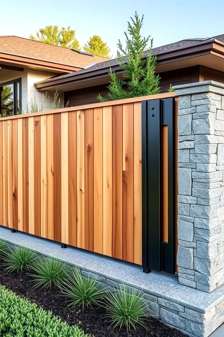 Cedar Fence with Mixed Materials