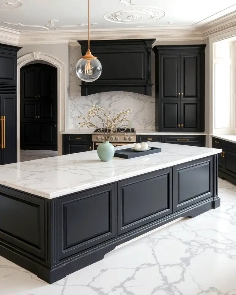 Black with Marble Countertops for Elegance