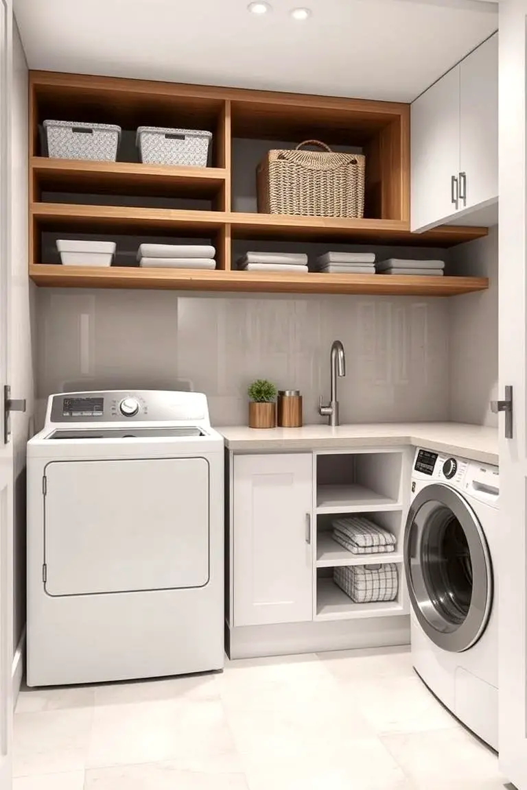 Under-Bench Storage Laundry Shelves