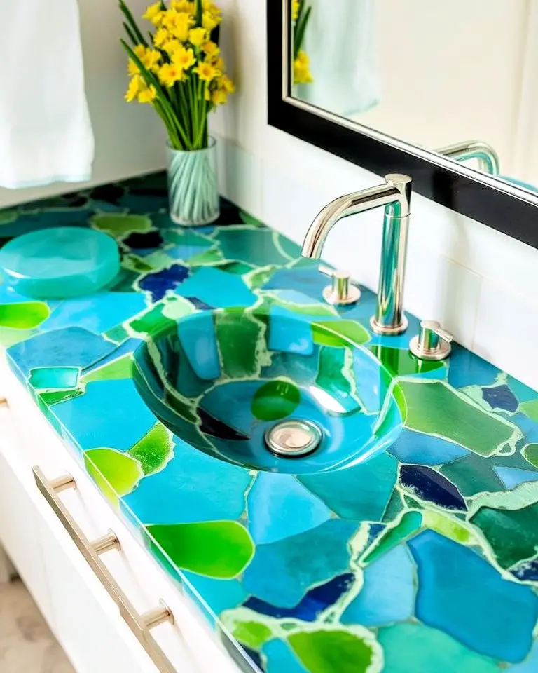 Recycled Glass Countertops for Eco-Friendly Style