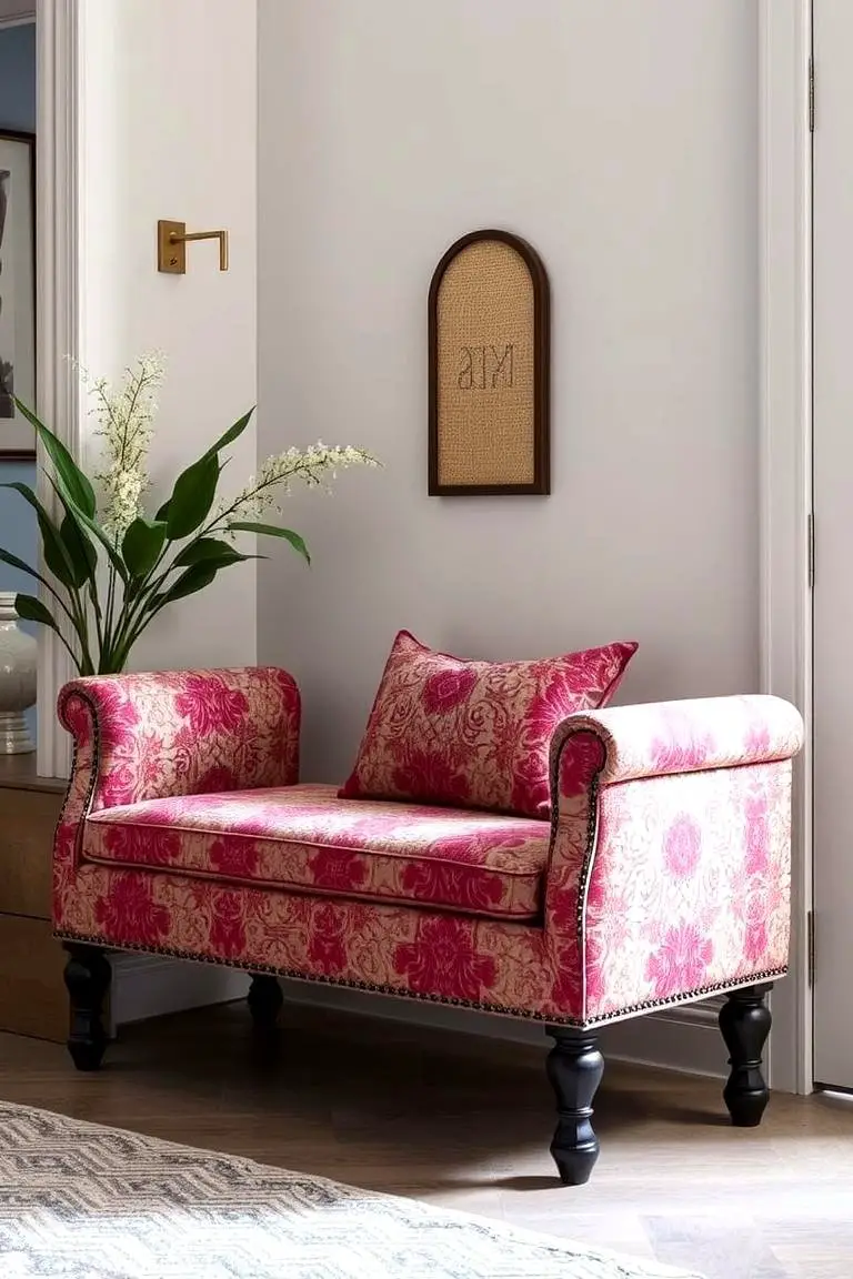 Chic Upholstered Bench with Cushion